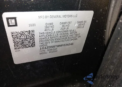 2021 Chevrolet Malibu Fwd Lt from USA, damaged, VIN 1G1ZD5ST8MF034246
